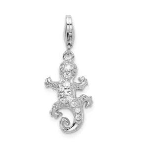 CZ Lizard Charm Pendant in Real 925 Sterling Silver