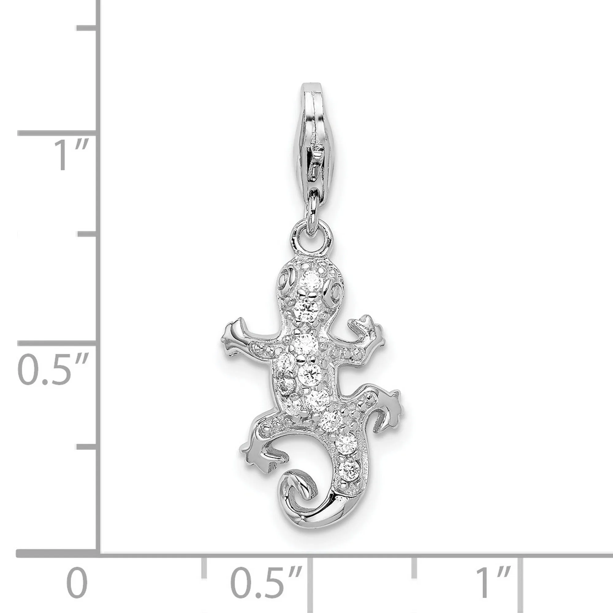 CZ Lizard Charm Pendant in Real 925 Sterling Silver