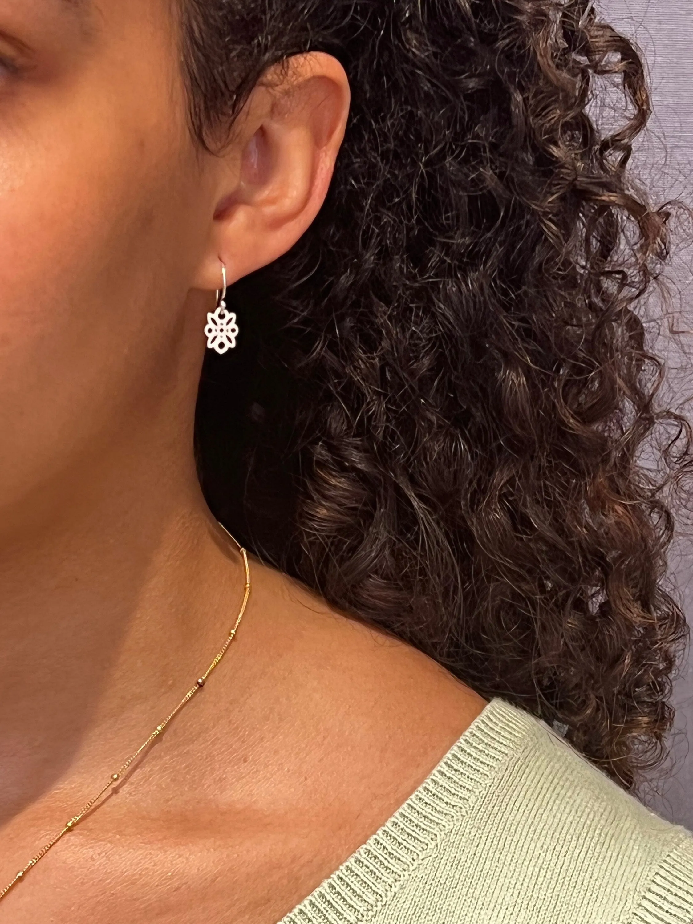 Dainty Silver Flower Earrings