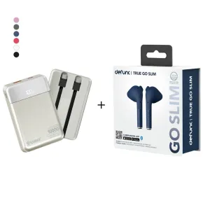 Defunc TRUE GO SLIM 2024 True Wireless   XPower B10H Built-in Type-C x 2 Cable 10,000mAh PD   SCP PowerBank - Titanium (Bundle Deals)