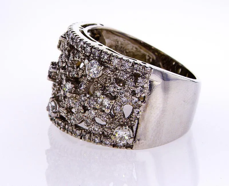 Diamond Natural Round Cut Wedding Band 1 CT F  Color SI1 Clarity 14k White Gold