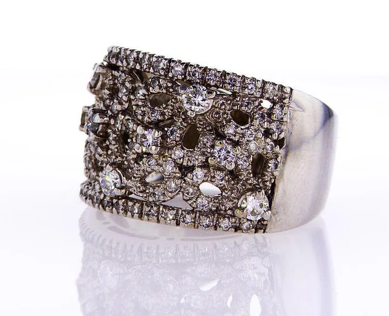 Diamond Natural Round Cut Wedding Band 1 CT F  Color SI1 Clarity 14k White Gold