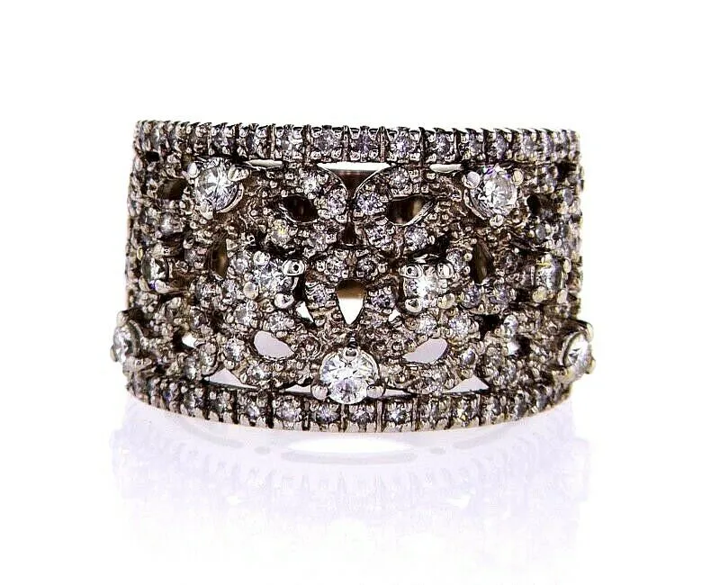 Diamond Natural Round Cut Wedding Band 1 CT F  Color SI1 Clarity 14k White Gold