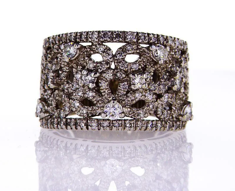 Diamond Natural Round Cut Wedding Band 1 CT F  Color SI1 Clarity 14k White Gold