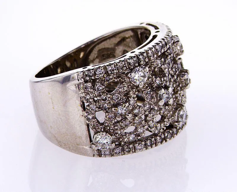 Diamond Natural Round Cut Wedding Band 1 CT F  Color SI1 Clarity 14k White Gold