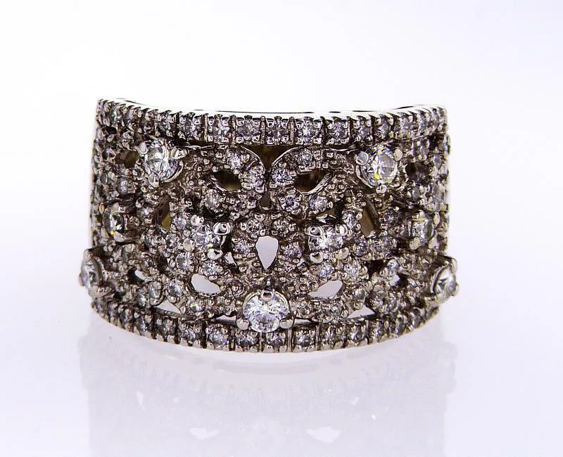 Diamond Natural Round Cut Wedding Band 1 CT F  Color SI1 Clarity 14k White Gold