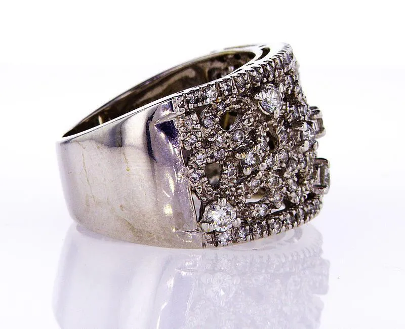 Diamond Natural Round Cut Wedding Band 1 CT F  Color SI1 Clarity 14k White Gold