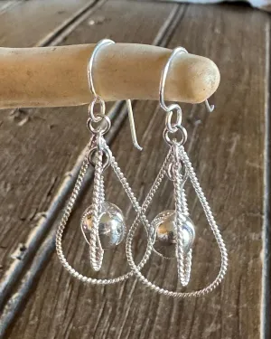 Double Teardrop Cable Ball Earrings