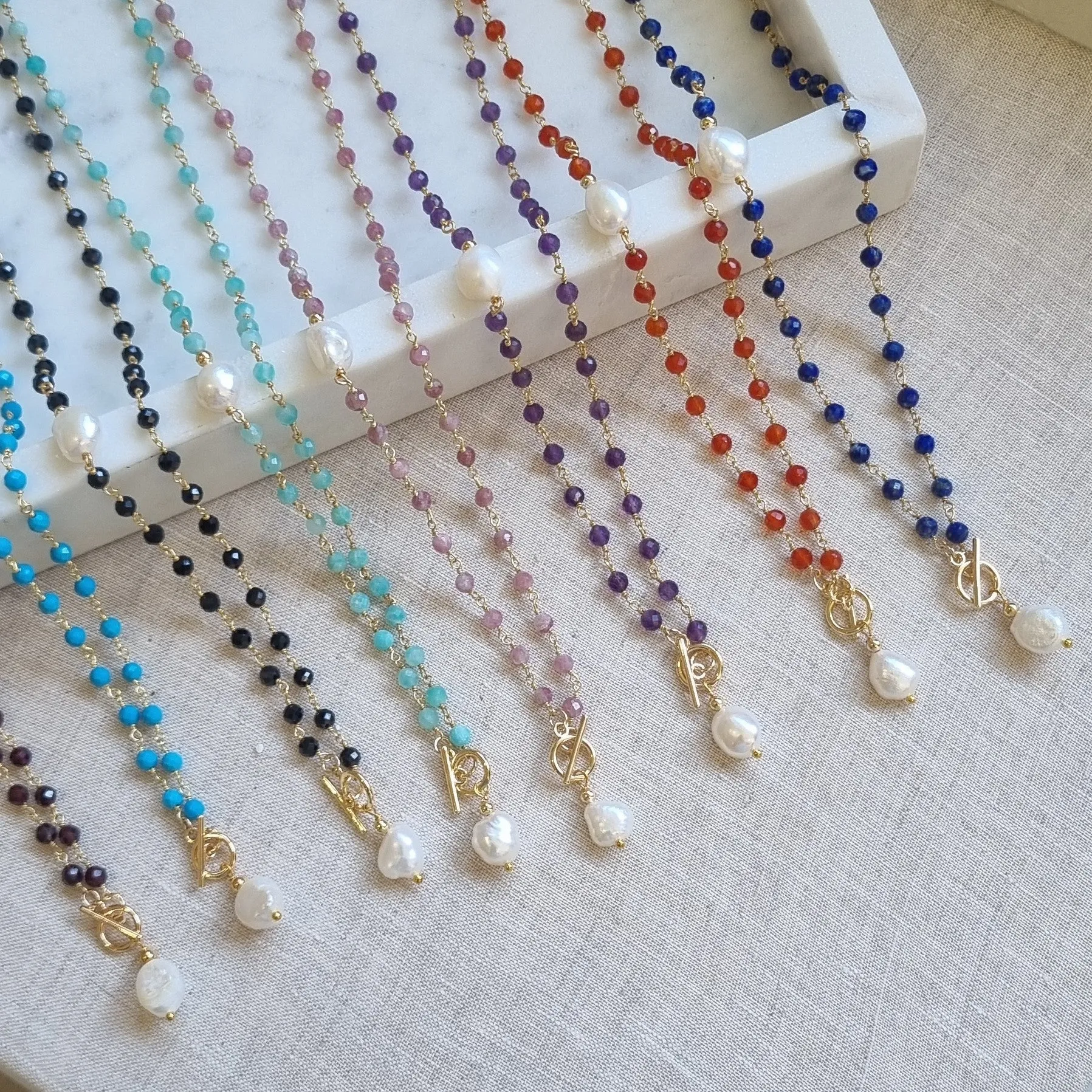 Duco Garnet & Freshwater Pearl Necklace