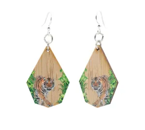 Eco-Friendly Tiger Bamboo Earrings - Lightweight & Sustainable Jewelry with Essential Oil Diffuser
