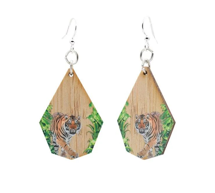 Eco-Friendly Tiger Bamboo Earrings - Lightweight & Sustainable Jewelry with Essential Oil Diffuser
