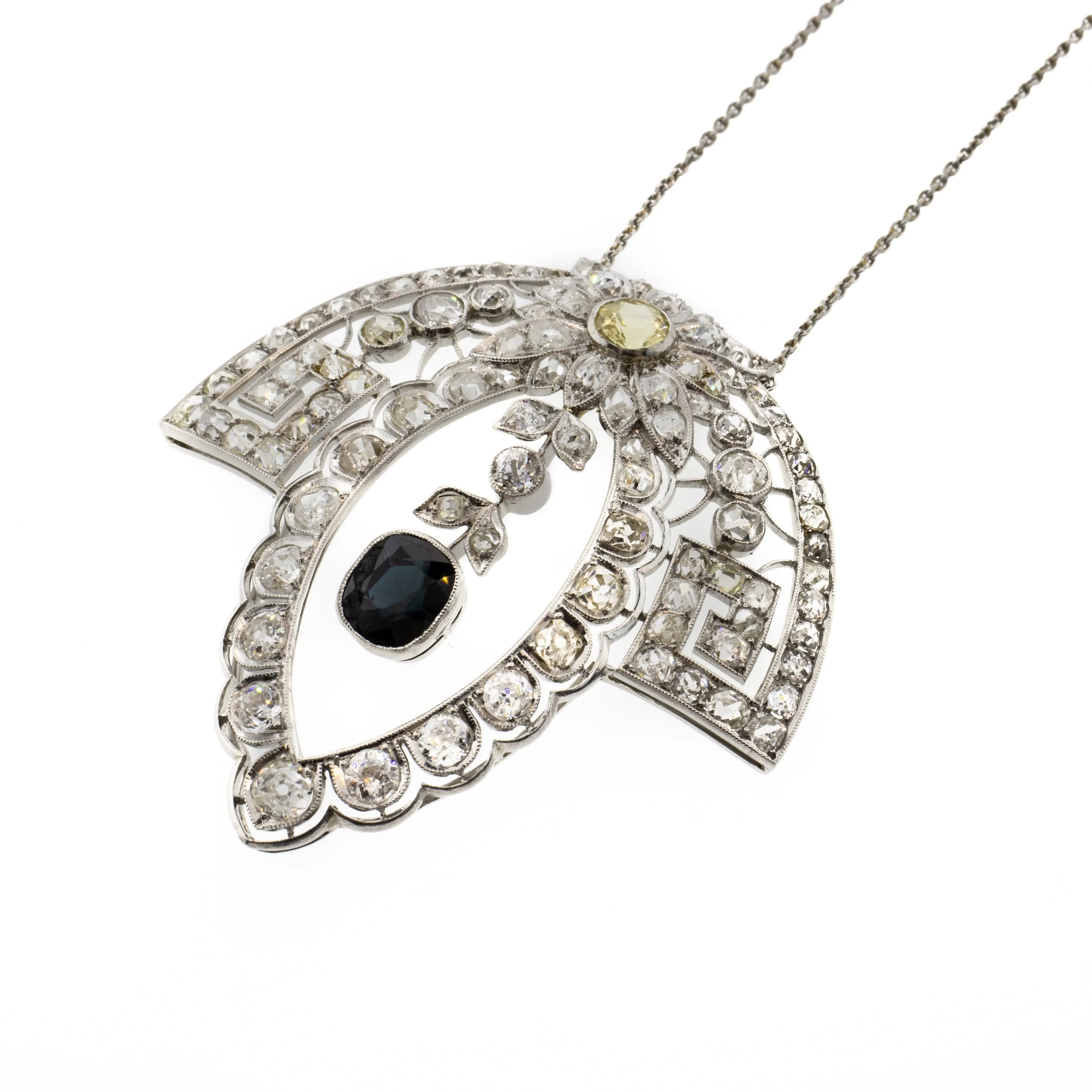 Edwardian Sapphire and Diamond Platinum Necklace