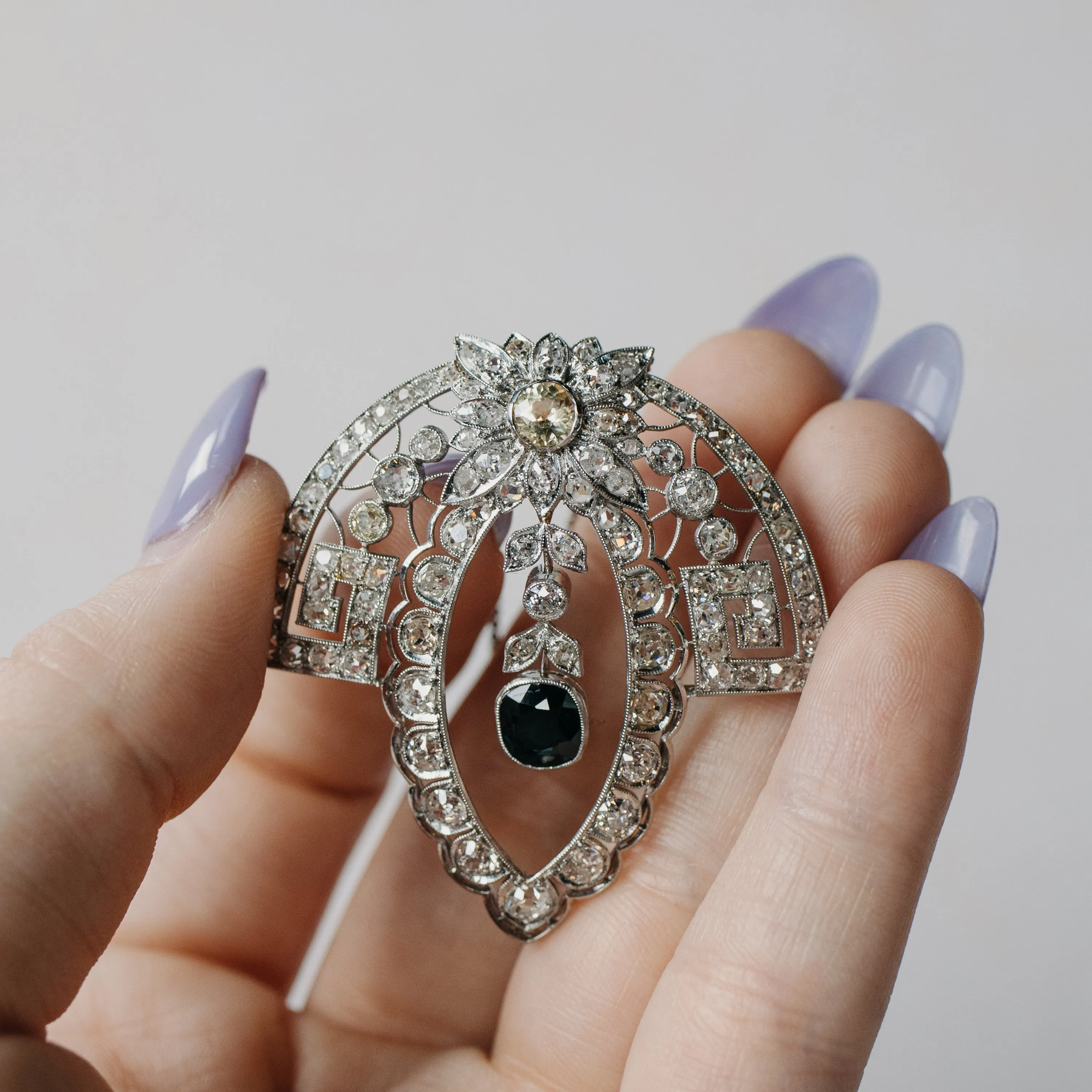 Edwardian Sapphire and Diamond Platinum Necklace