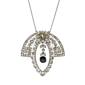 Edwardian Sapphire and Diamond Platinum Necklace