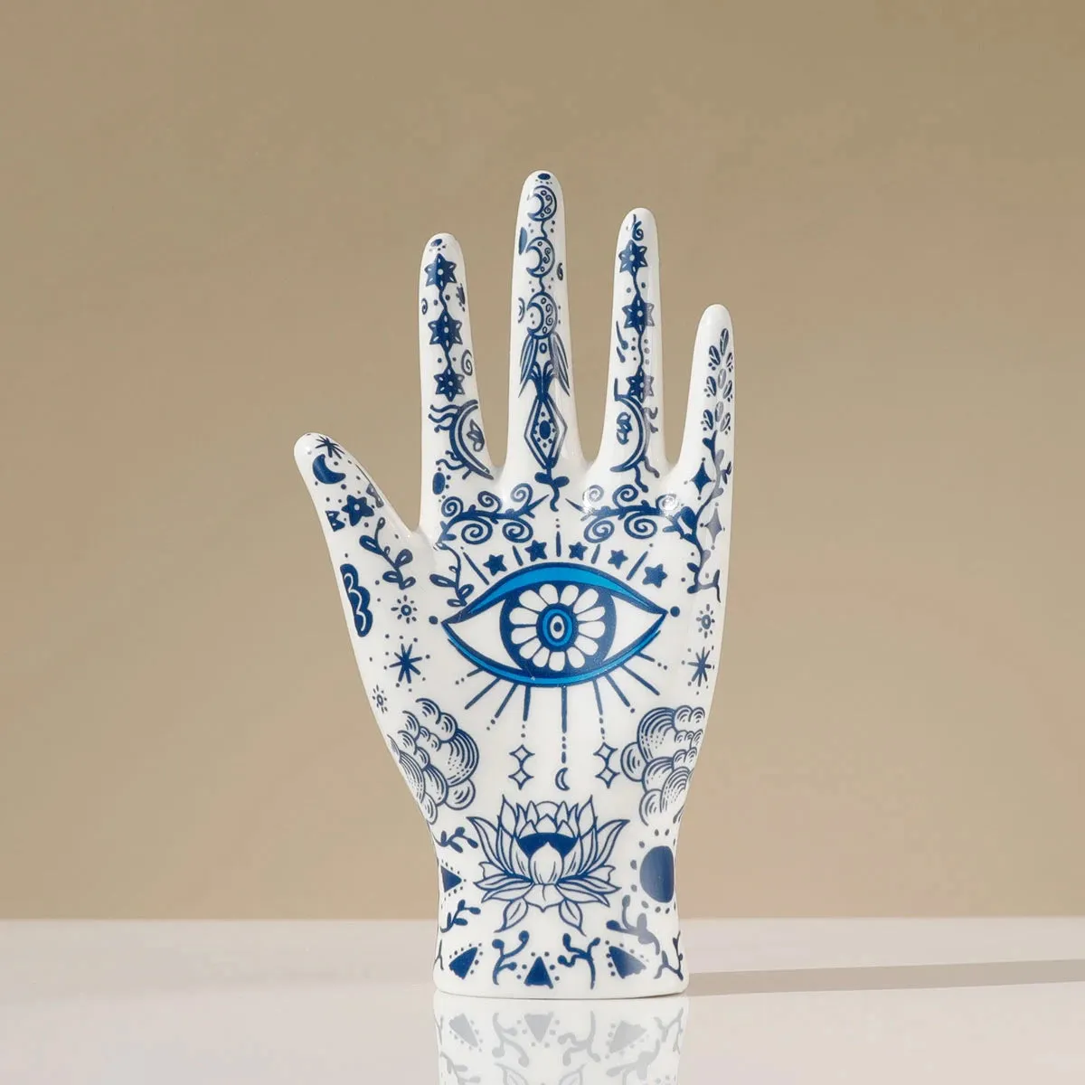 Elegant Ceramic Evil Eye Jewelry Display Hand Stand for Necklaces Bracelets Rings and Home Decor