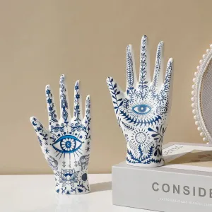Elegant Ceramic Evil Eye Jewelry Display Hand Stand for Necklaces Bracelets Rings and Home Decor