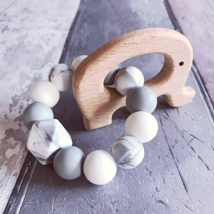 Elephant Mini Teething Ring - Marble
