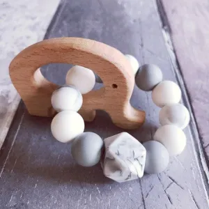 Elephant Mini Teething Ring - Marble