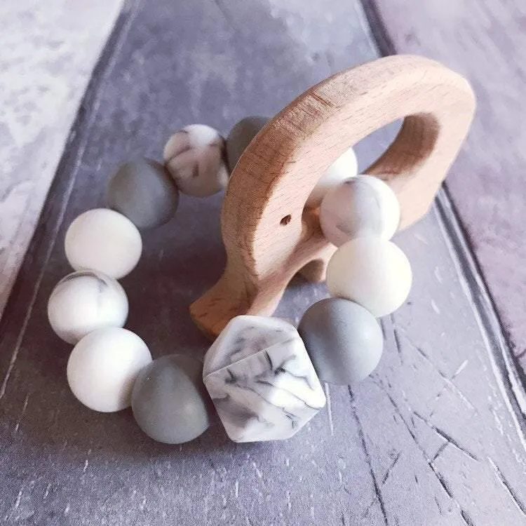 Elephant Mini Teething Ring - Marble