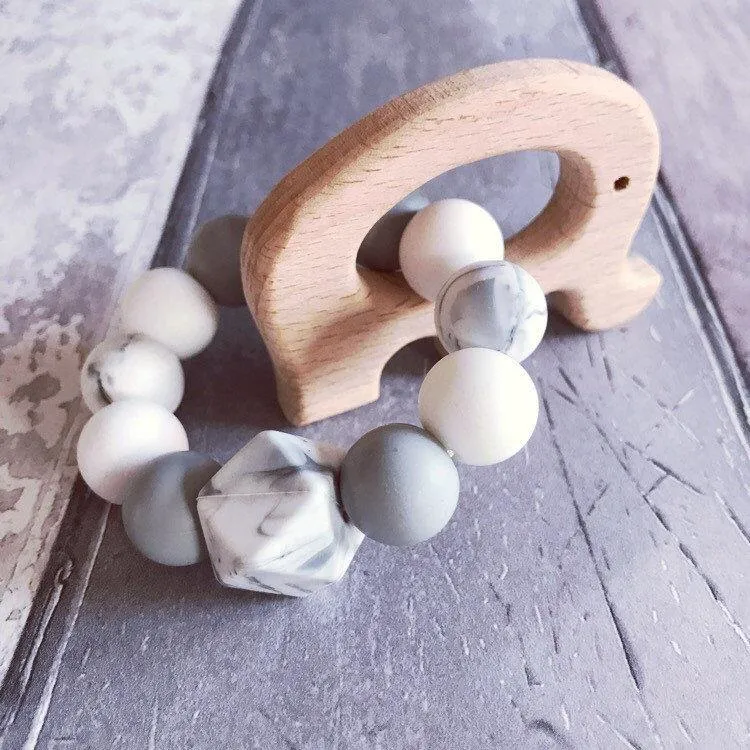 Elephant Mini Teething Ring - Marble