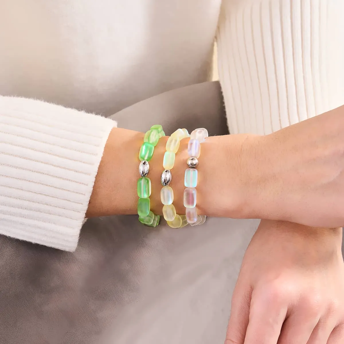 Emerald | .925 Sterling Silver | Mermaid Glass Pebble Bracelet