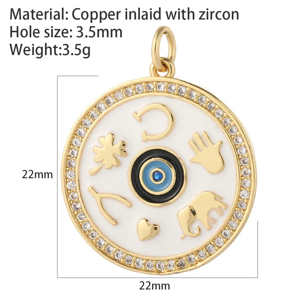 Evil Eye Designer Pendant Charm: Trendy Gold-Colored Jewelry Piece for Earrings, Necklaces, and Bracelets