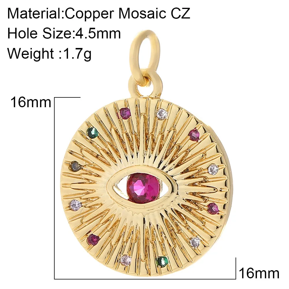 Evil Eye Designer Pendant Charm: Trendy Gold-Colored Jewelry Piece for Earrings, Necklaces, and Bracelets