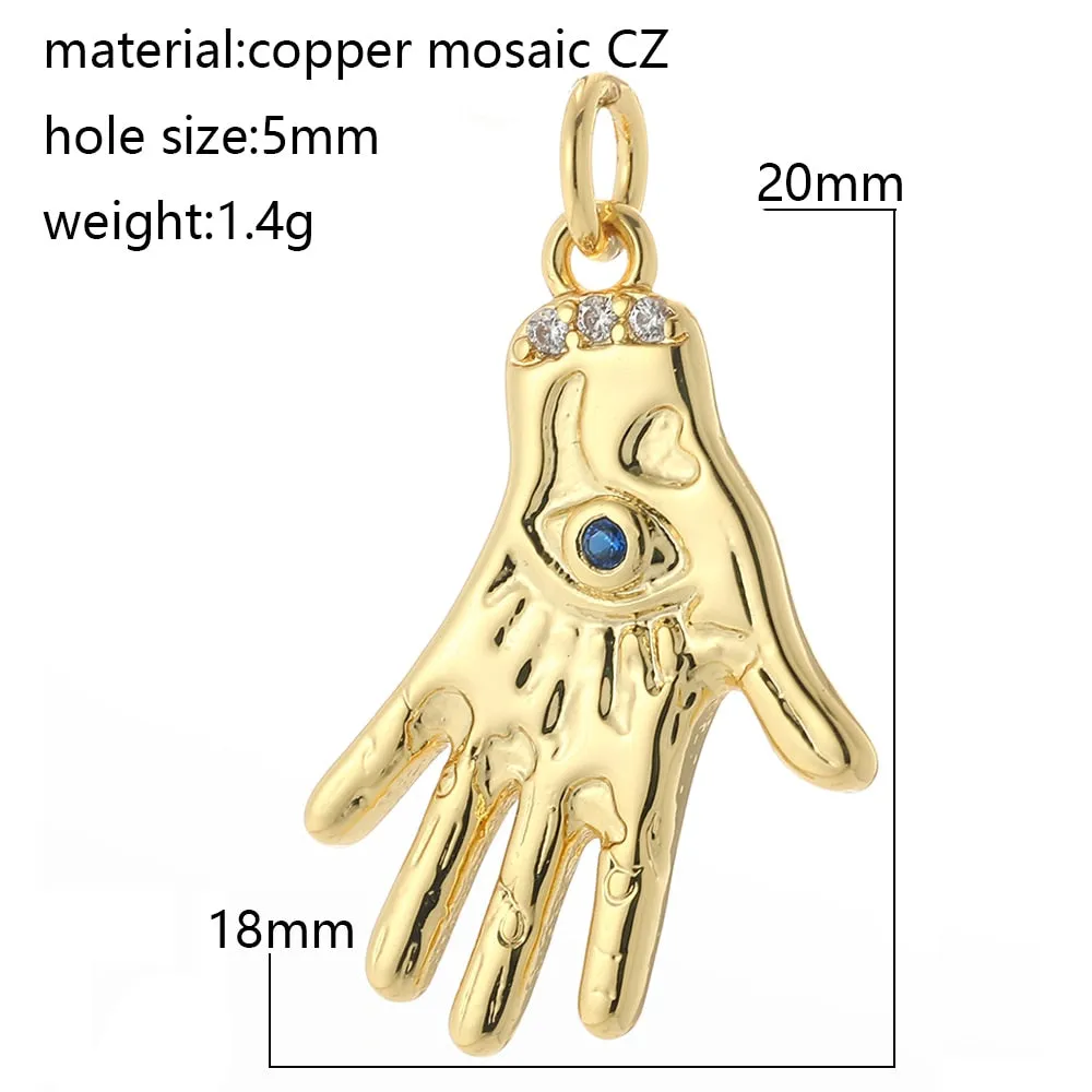 Evil Eye Designer Pendant Charm: Trendy Gold-Colored Jewelry Piece for Earrings, Necklaces, and Bracelets