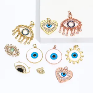 Evil Eye Designer Pendant Charm: Trendy Gold-Colored Jewelry Piece for Earrings, Necklaces, and Bracelets