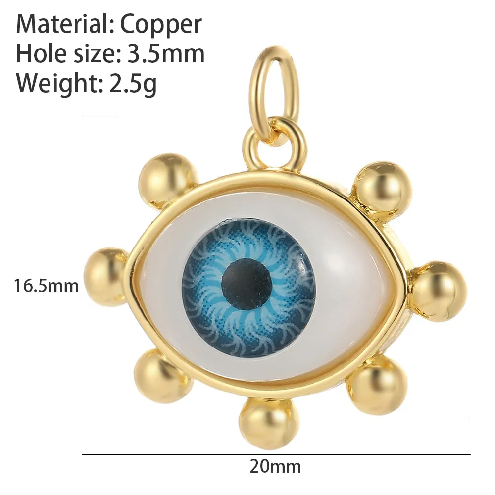 Evil Eye Designer Pendant Charm: Trendy Gold-Colored Jewelry Piece for Earrings, Necklaces, and Bracelets