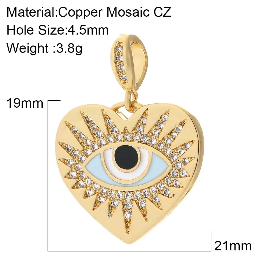 Evil Eye Designer Pendant Charm: Trendy Gold-Colored Jewelry Piece for Earrings, Necklaces, and Bracelets