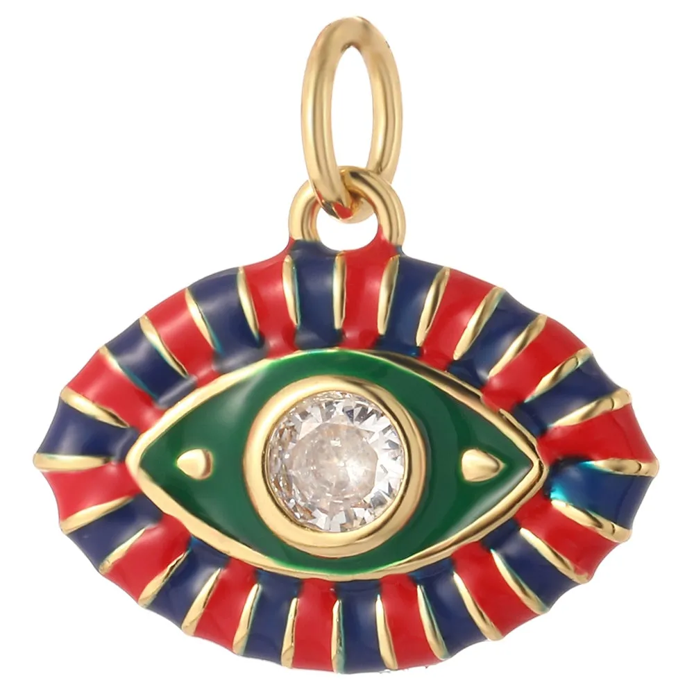 Evil Eye Designer Pendant Charm: Trendy Gold-Colored Jewelry Piece for Earrings, Necklaces, and Bracelets
