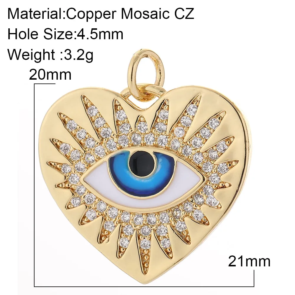 Evil Eye Designer Pendant Charm: Trendy Gold-Colored Jewelry Piece for Earrings, Necklaces, and Bracelets