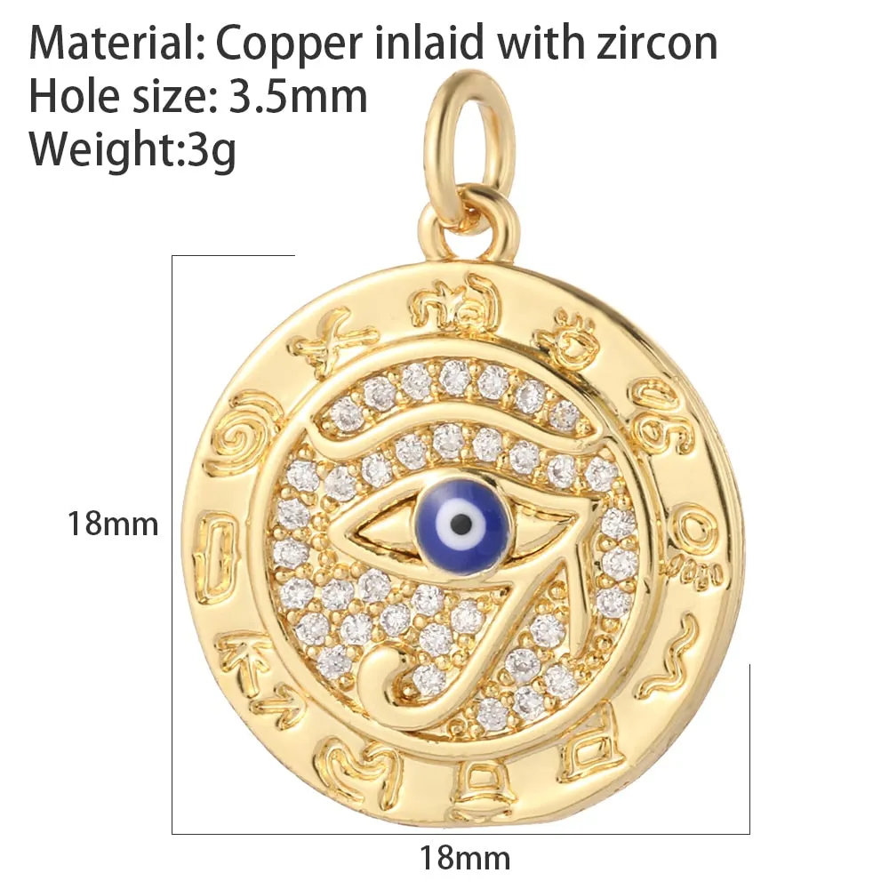 Evil Eye Designer Pendant Charm: Trendy Gold-Colored Jewelry Piece for Earrings, Necklaces, and Bracelets