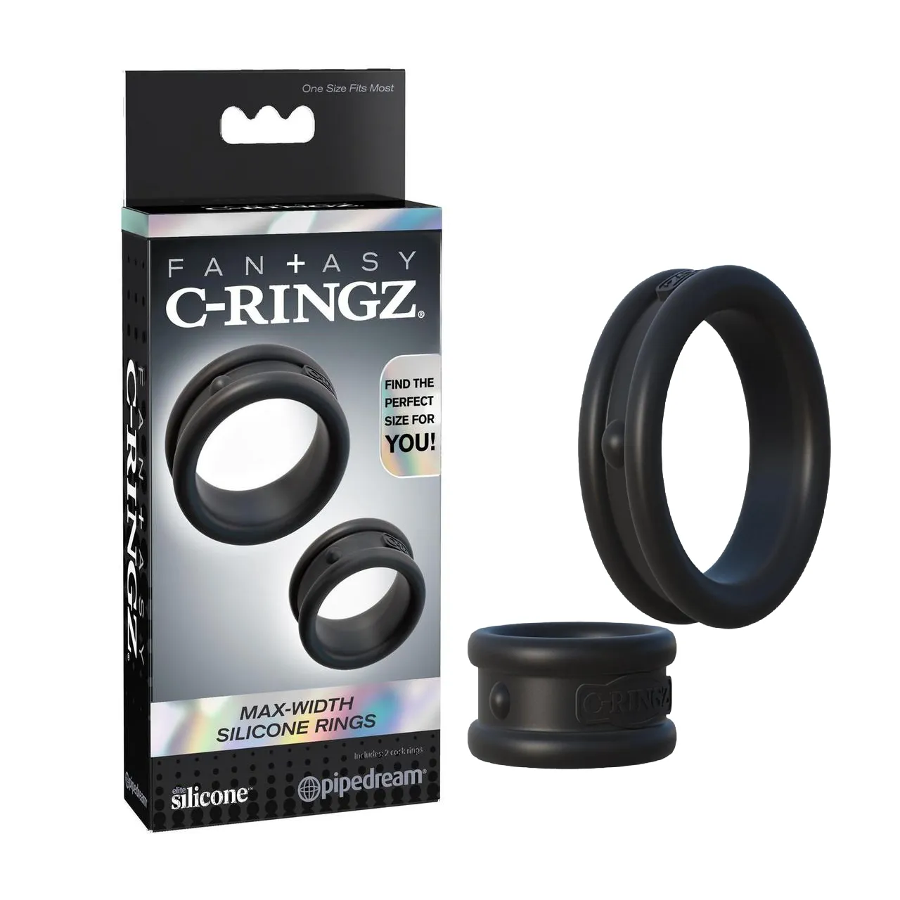 Fantasy C-Ringz Max-Width Silicone Cock Rings - Black