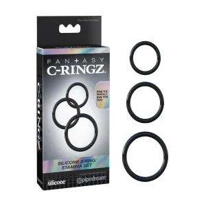 Fantasy C-Ringz Silicone 3-Ring Stamina Cock Ring Set - Black