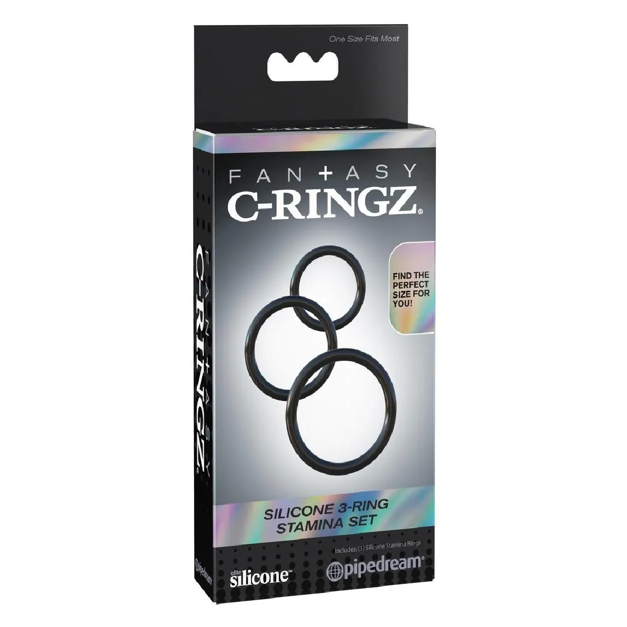 Fantasy C-Ringz Silicone 3-Ring Stamina Cock Ring Set - Black