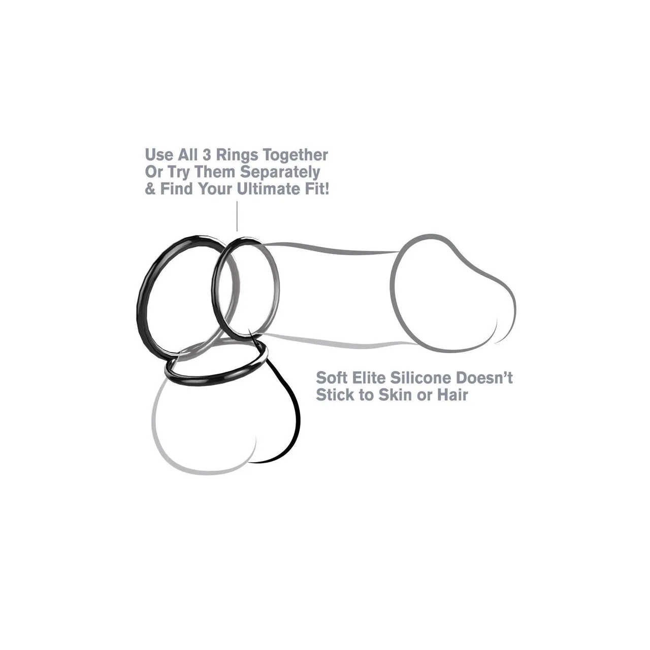 Fantasy C-Ringz Silicone 3-Ring Stamina Cock Ring Set - Black
