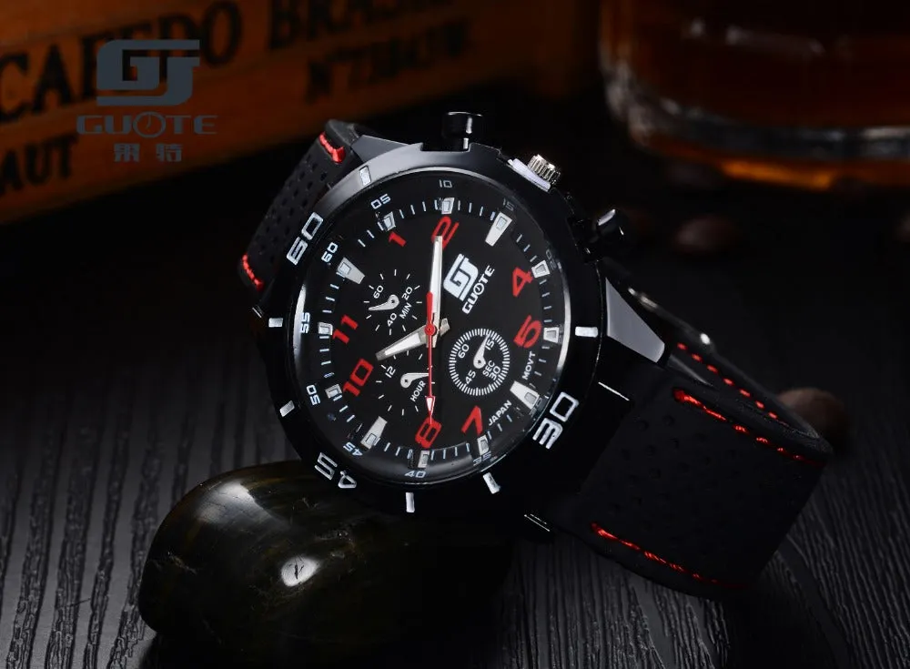 Fashion casual watch man 3 eye brand luxury mountain climbing military silicone strap men quartz watch reloj hombre