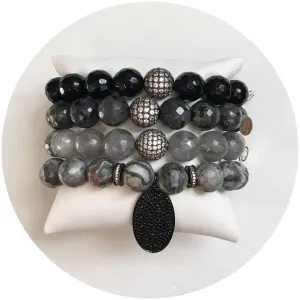 Fifty Shades of Darker Grey Gemstones Arm Party