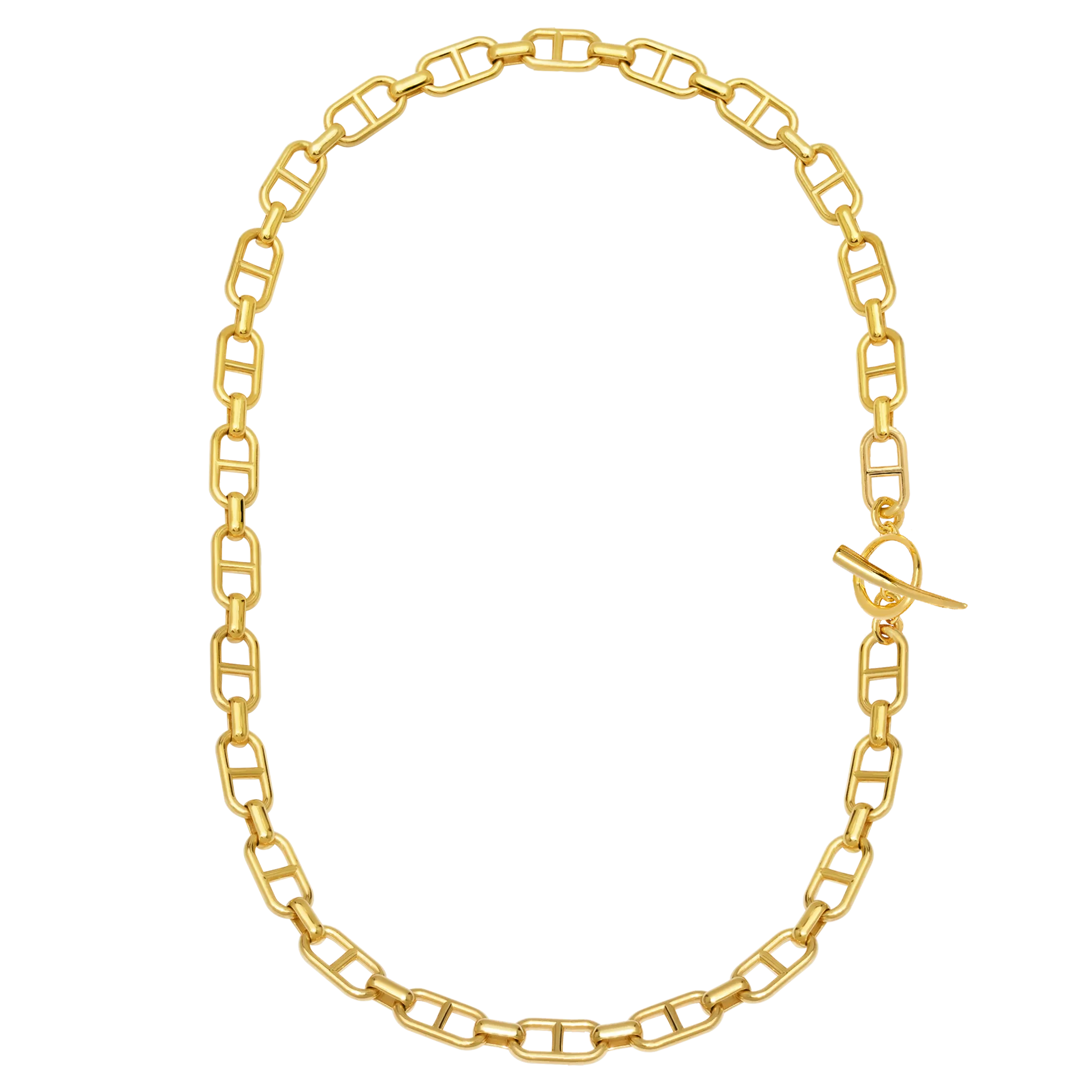 Fine Stirrup Chain Necklace with Tusk Clasp
