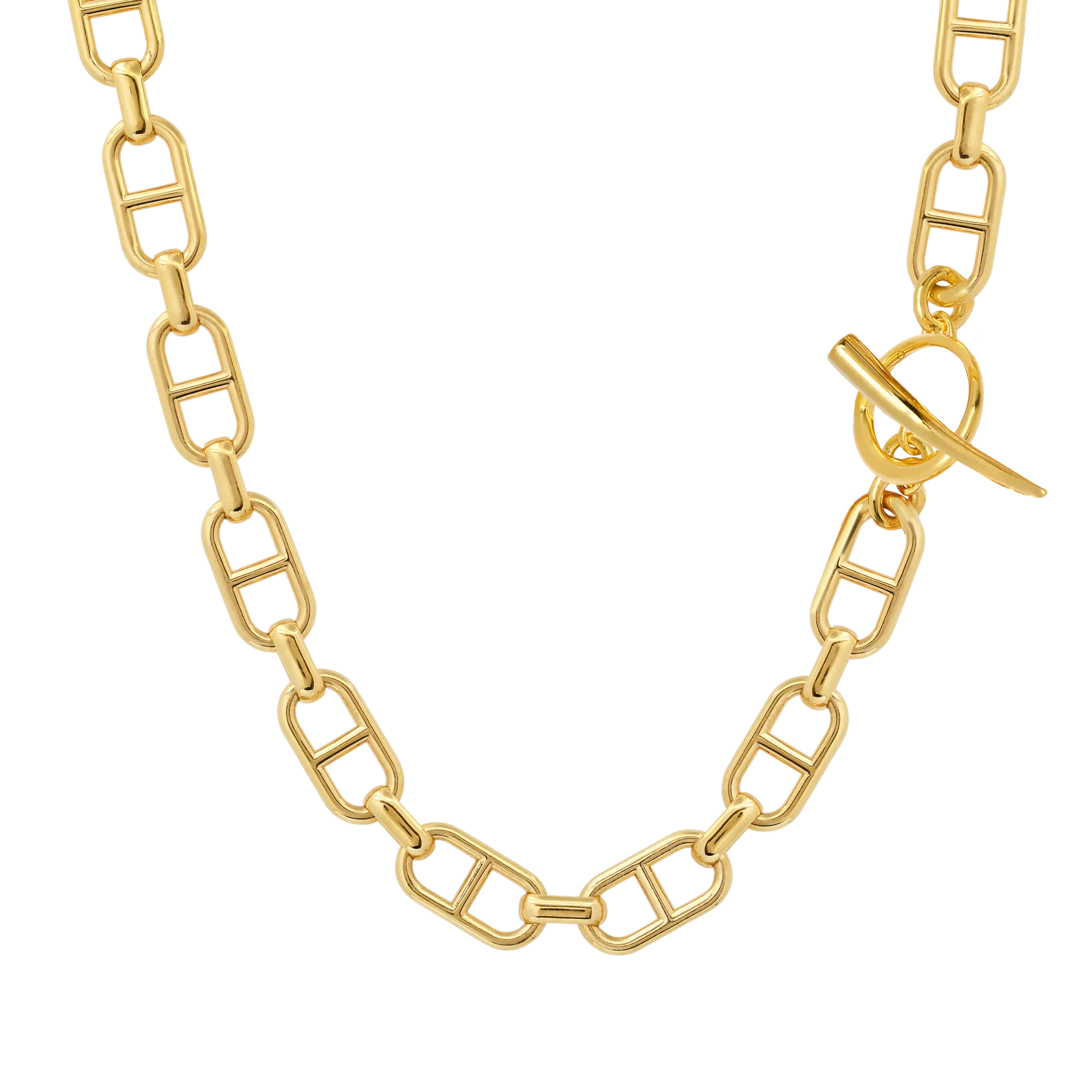 Fine Stirrup Chain Necklace with Tusk Clasp