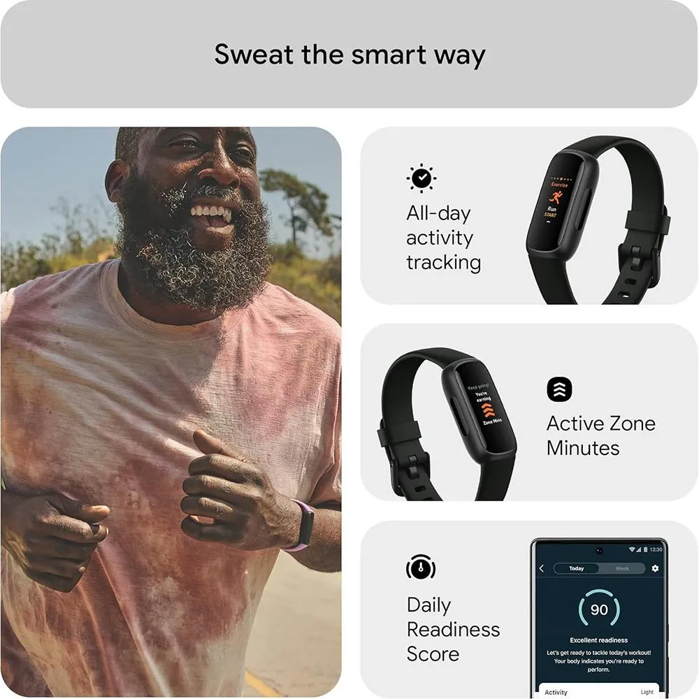 Fitbit Inspire 3 Health and Fitness Tracker, Midnight Zen / Black