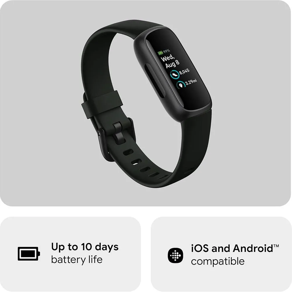 Fitbit Inspire 3 Health and Fitness Tracker, Midnight Zen/Black w/ 2 YR Warranty Bundle