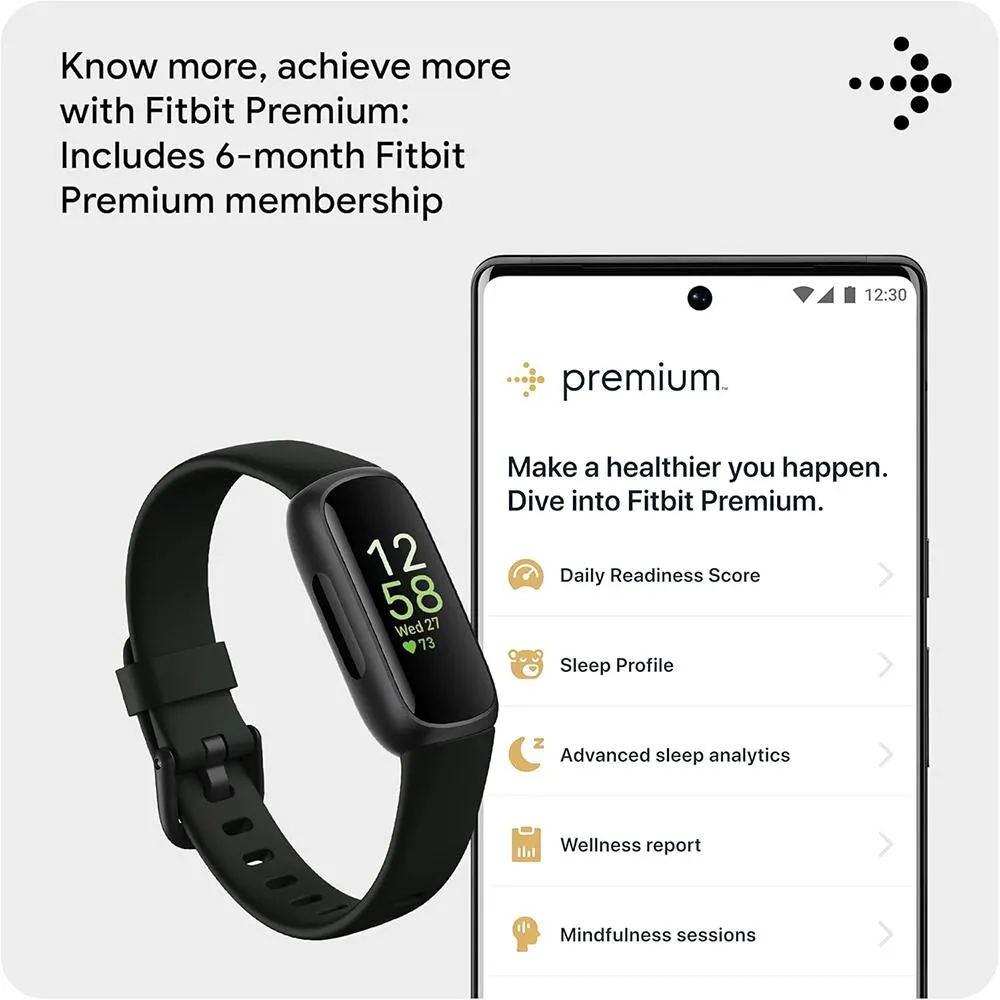 Fitbit Inspire 3 Health and Fitness Tracker, Midnight Zen/Black w/ 2 YR Warranty Bundle