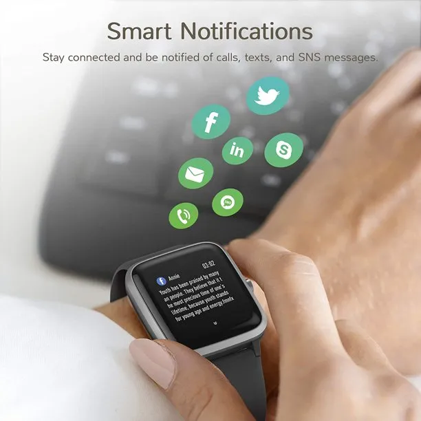 Fitness Tracker HR, Smart Watch, Activity Tracker Watch with Heart Rate Monitor, Waterproof Smart Fitness Band with Step Counter, Calorie Counter, Pedometer Watch for Women and Men (Black)