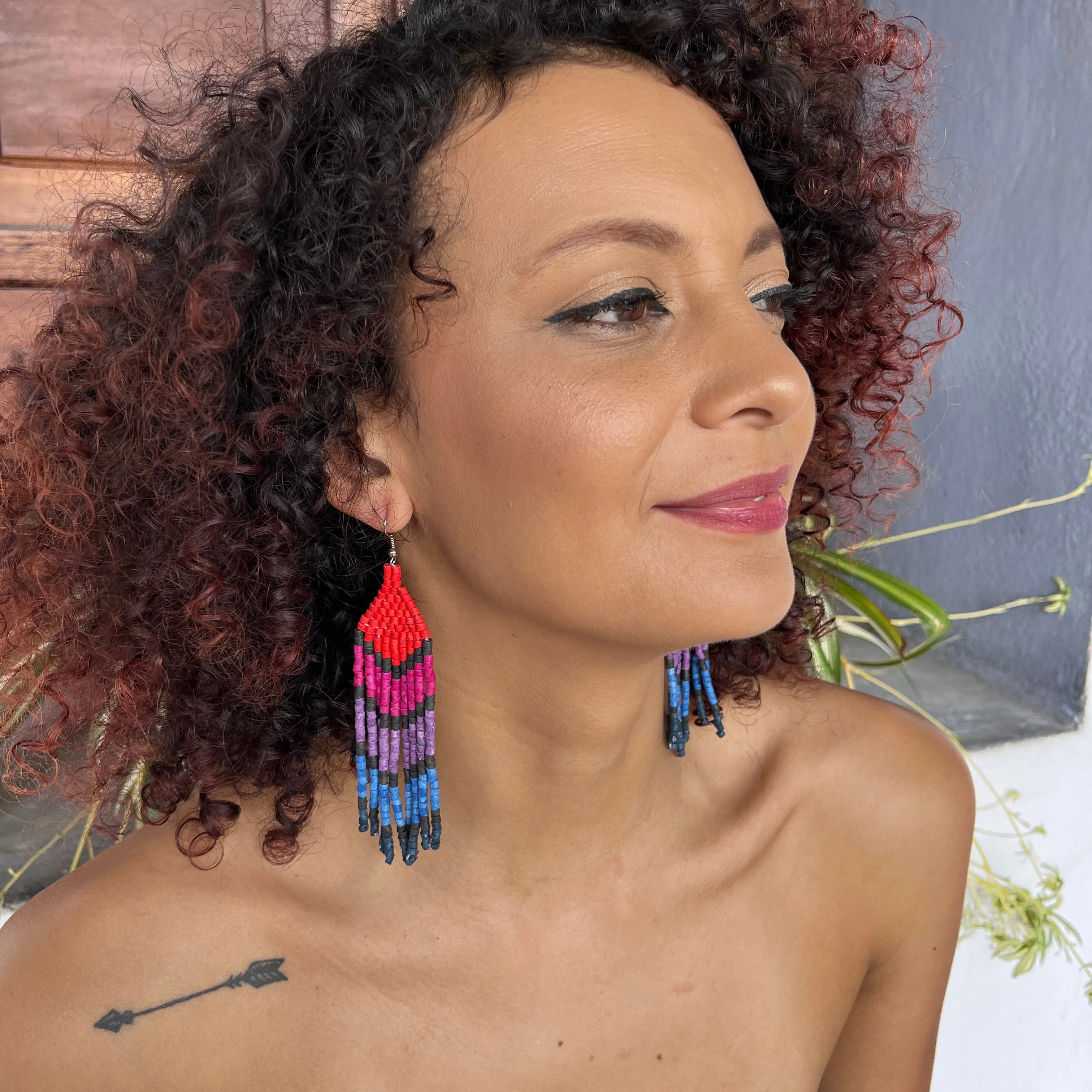 Five Arrows Five Colors Earrings in Natural Stone