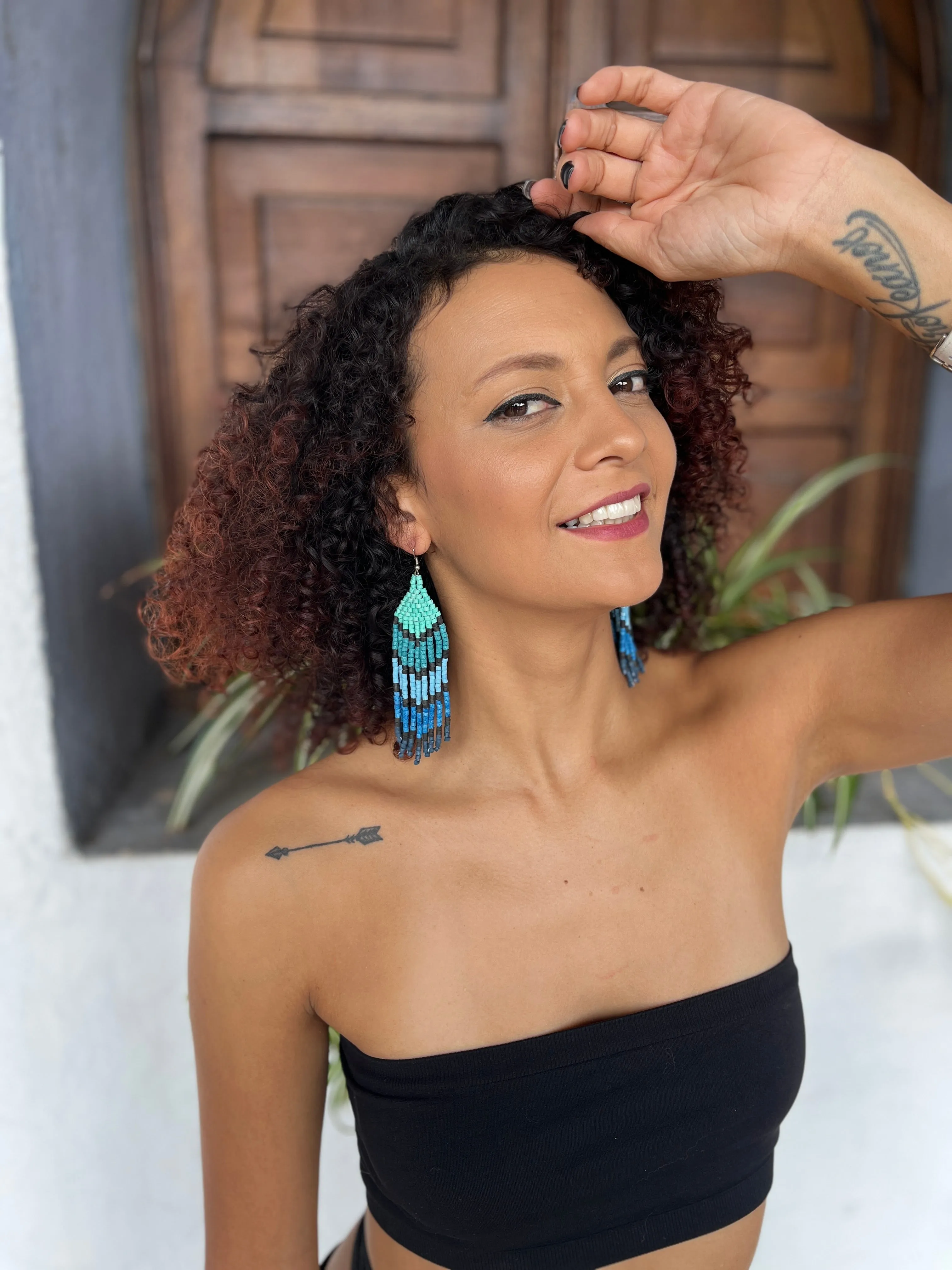 Five Arrows Five Colors Earrings in Natural Stone