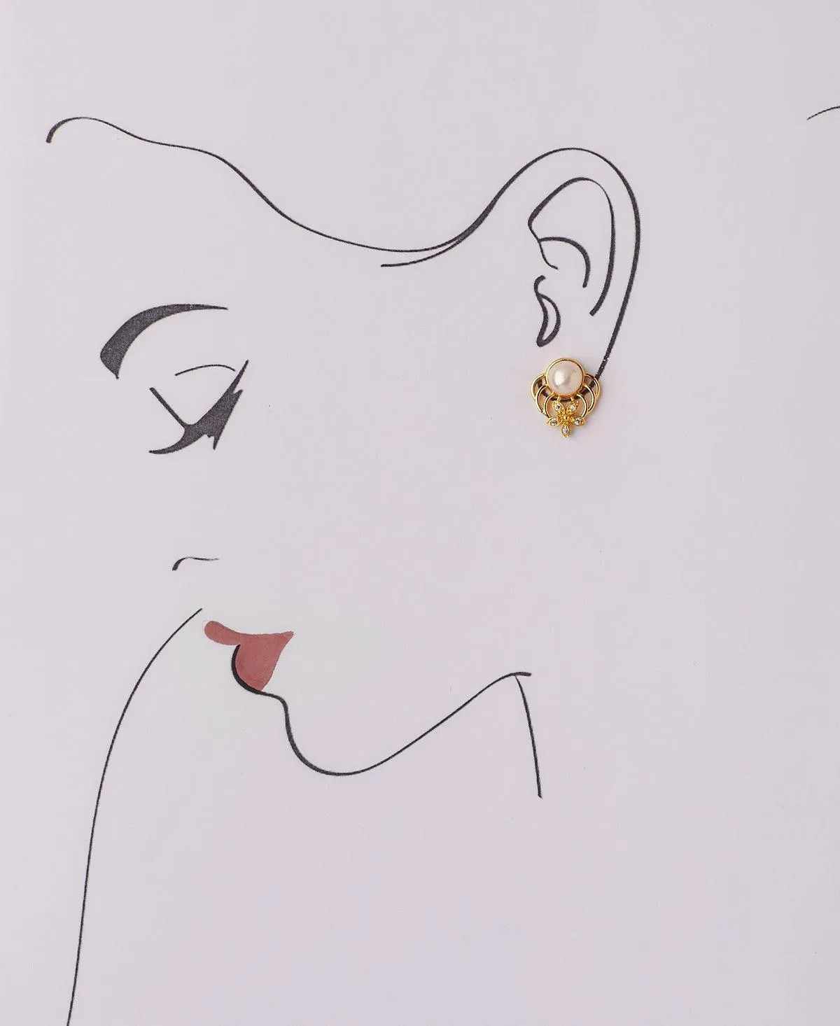 Floral Stud Pearl Earring