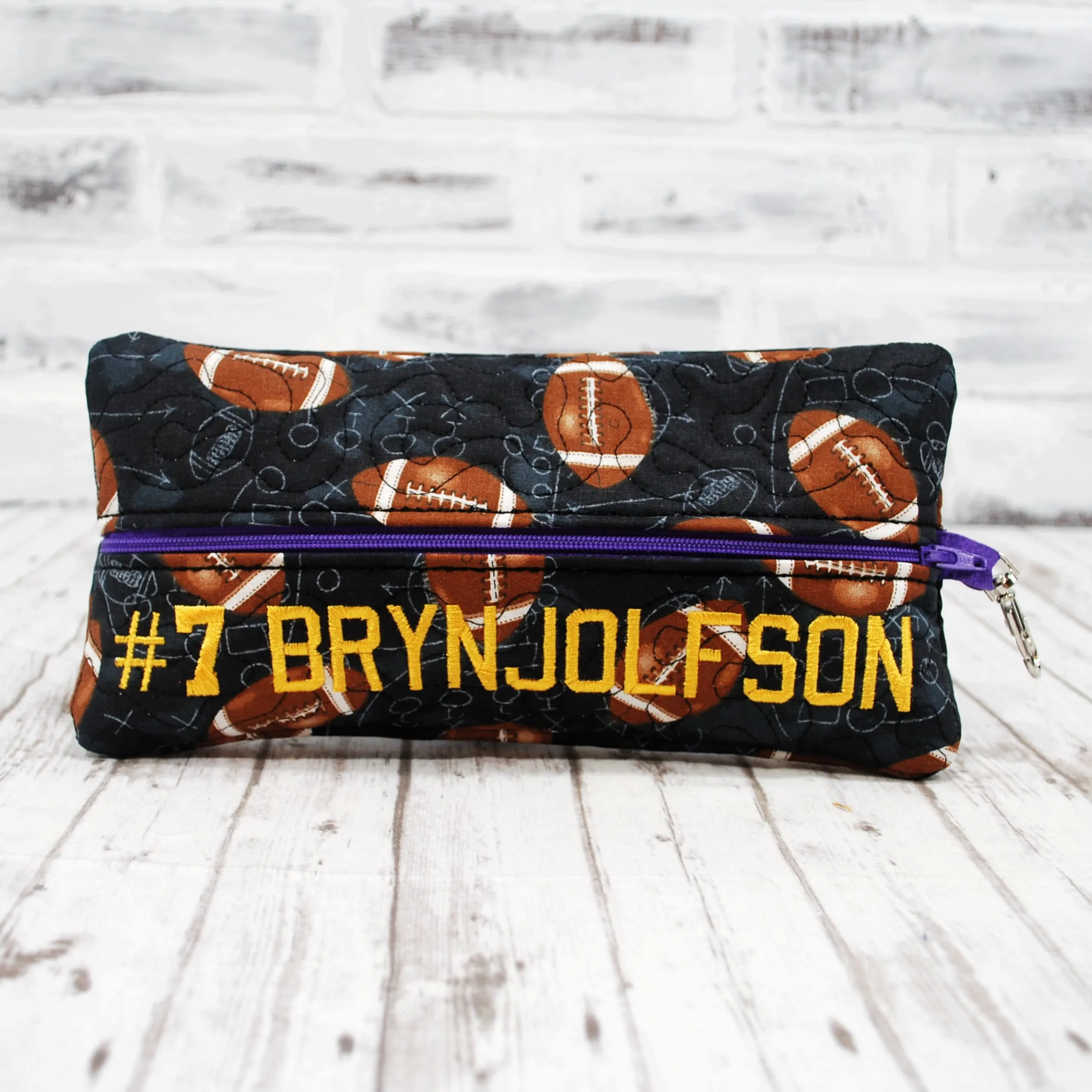 Football Plays Personalized Quilted Pouch